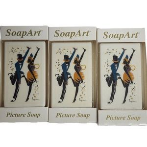 LOT of 3 Vintage Pack of Soap Art Picture Soap Art Deco Flapper Dancers Jazzy